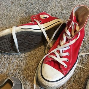 Red High Top Converse Size 7